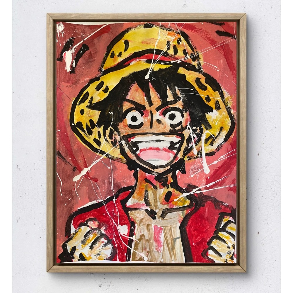 Monkey D Luffy One Piece Original Acrylic Painting 9x12 Anime Manga Wall Art